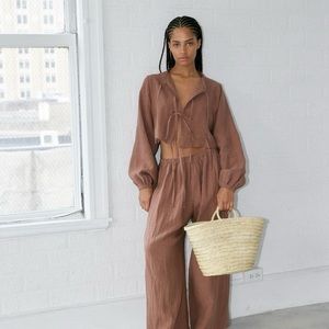 Bohème blouse with bows small brown